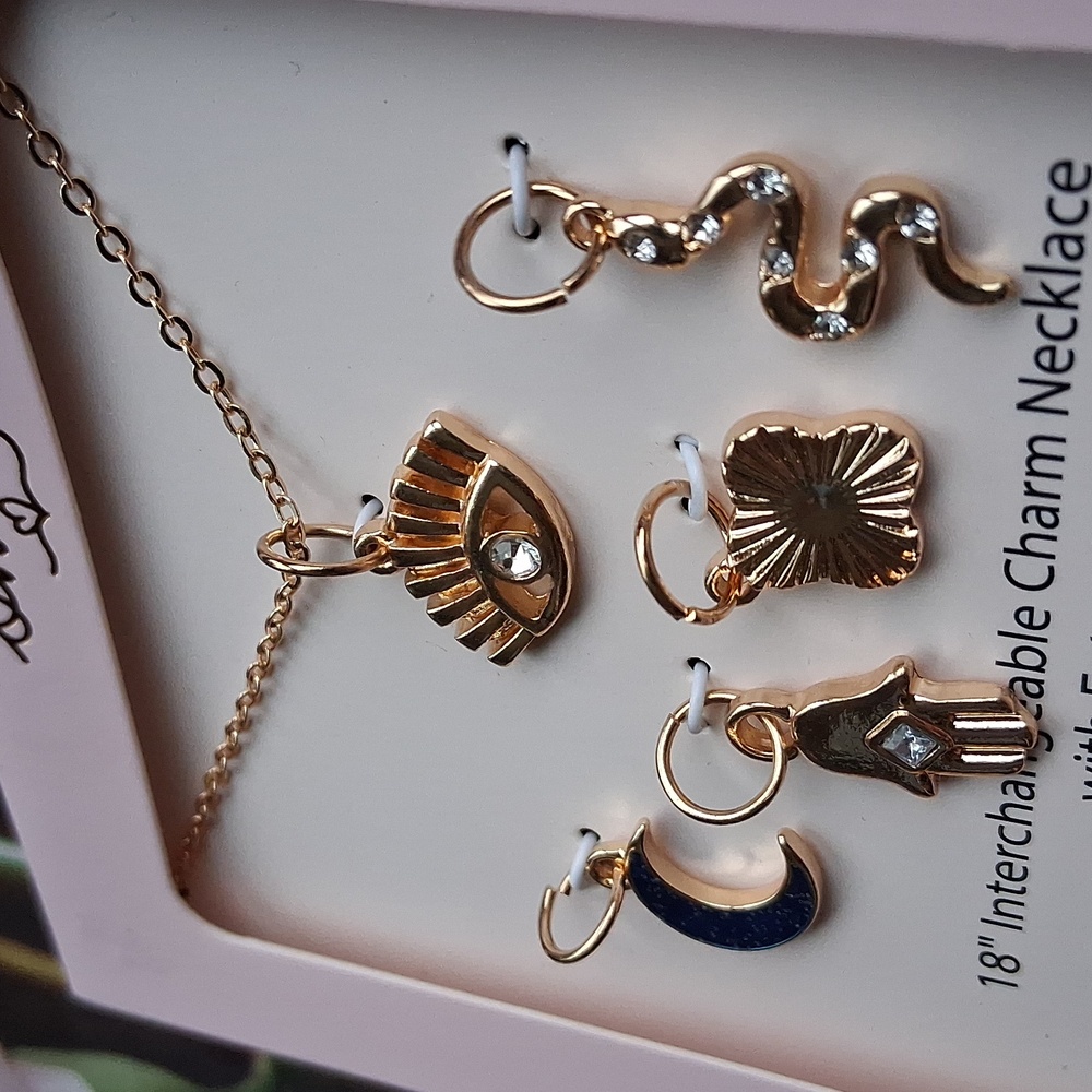 Evil eye Moon Snake  interchangeable charm necklace